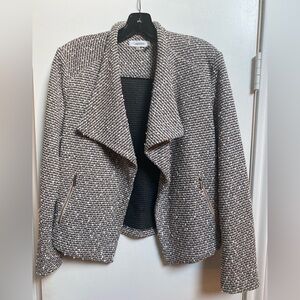 Calvin Klein Women's Black and White Soft Textured Blazer